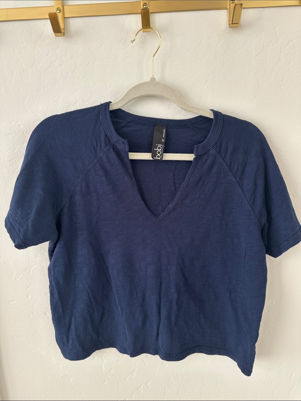 bobi Los Angeles Navy Short-Sleeve V-Notch Tee 100% Cotton